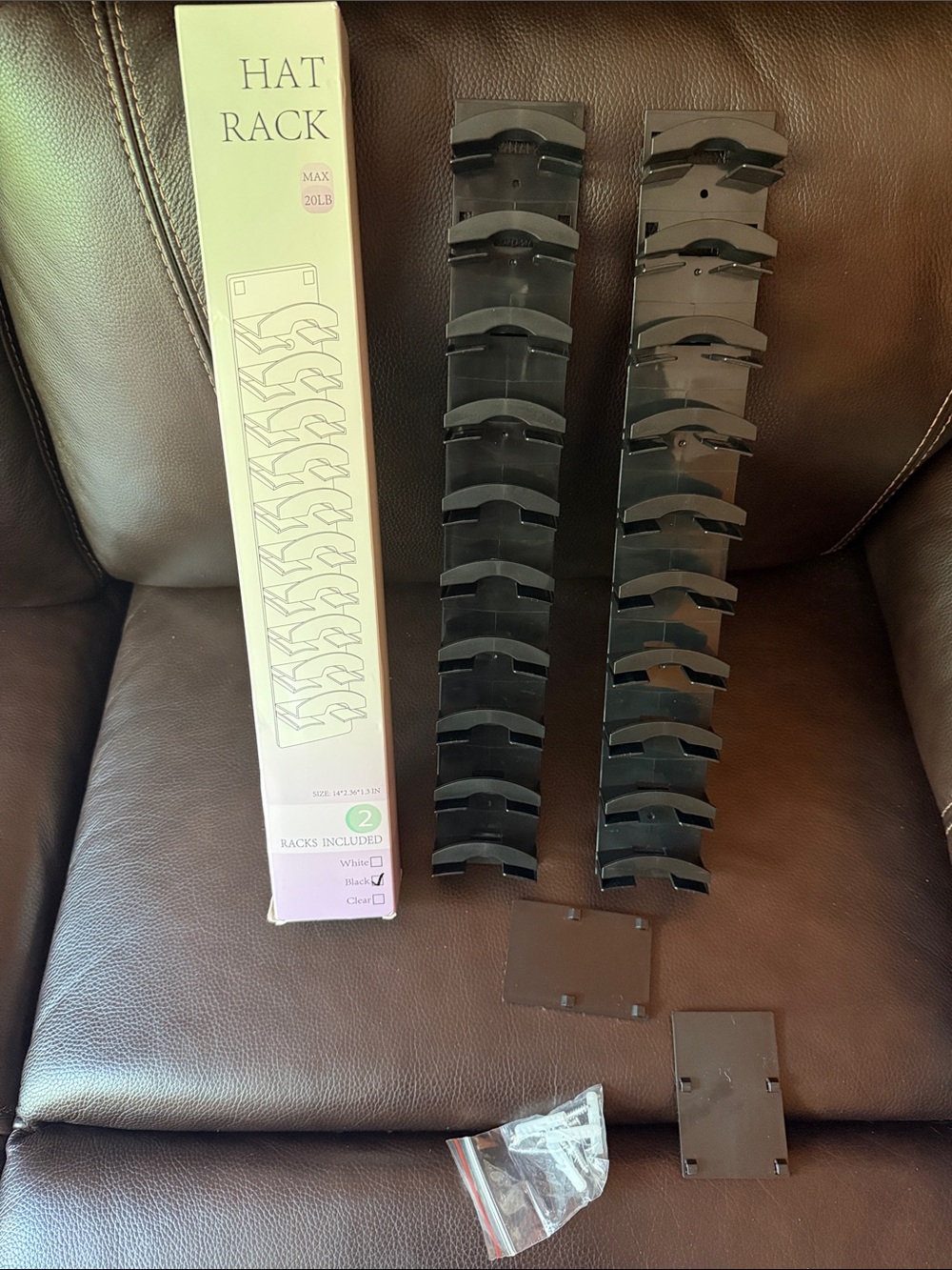 Hat Rack Wall Mount Organizer in Black. Never used. Directions on box